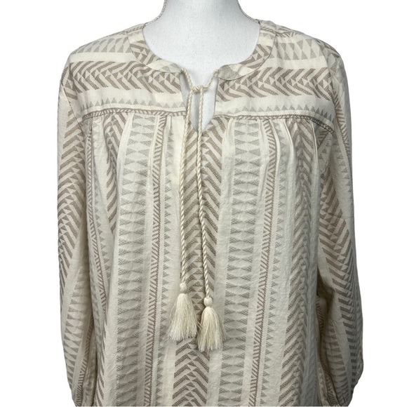 Chico’s Women’s Pullover Blouse Tie Tassels Sz 3=Large Sz 16 Multi Color - Picture 2 of 12